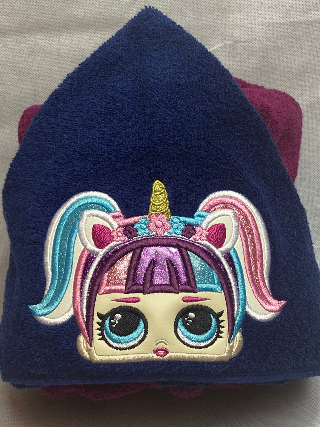 Unicorn girl character hooded towel
