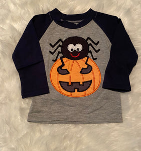 Boys Pumpkin Spider Shirt