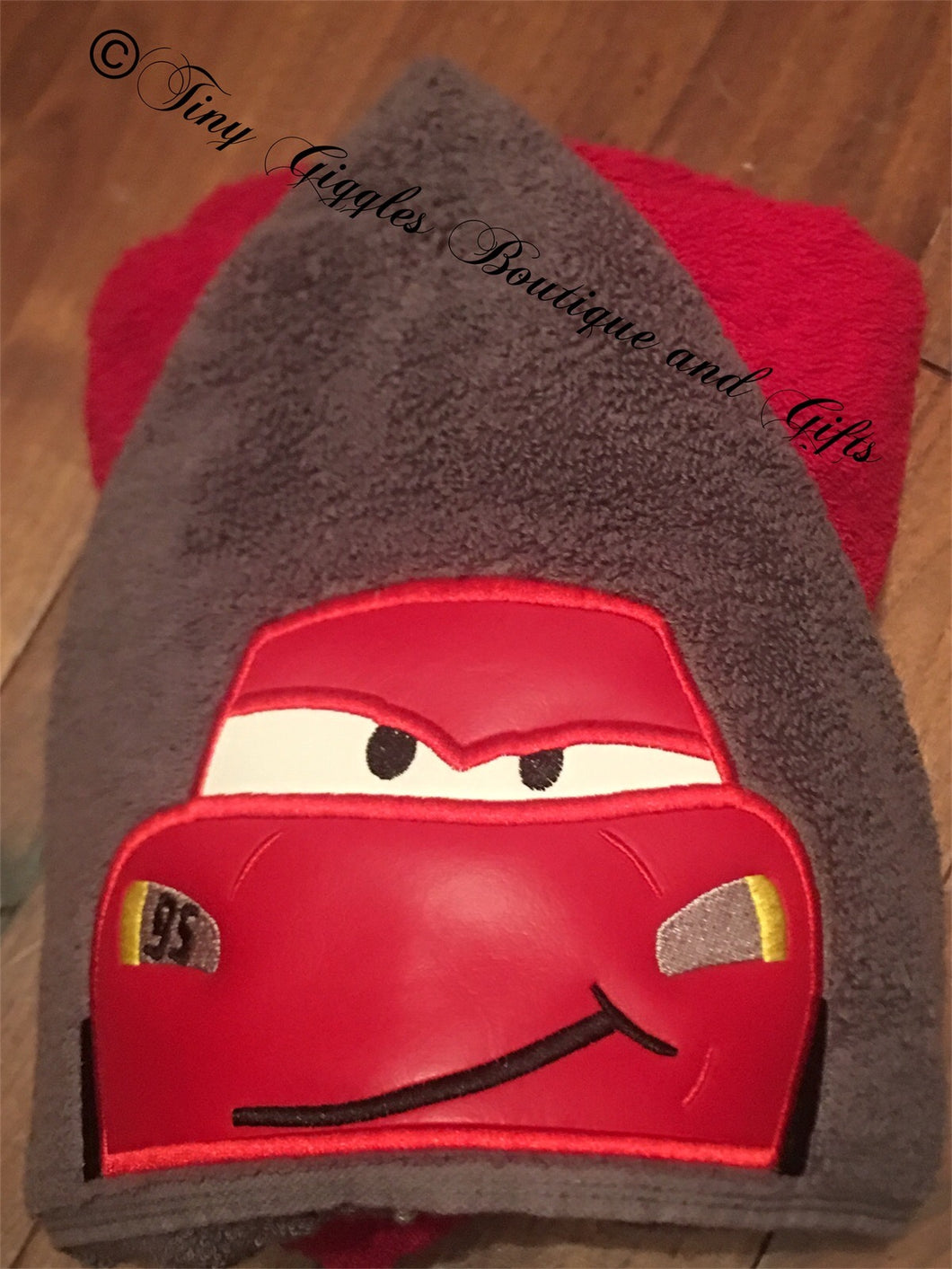 Car Embroidered Character Hooded Towel