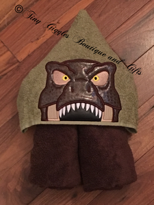 T-Rex inspired Character Hooded Towel