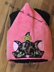 Leopard kitty Character Hooded Towel