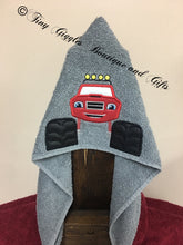 Load image into Gallery viewer, Truck Embroidered Character Hooded Towel