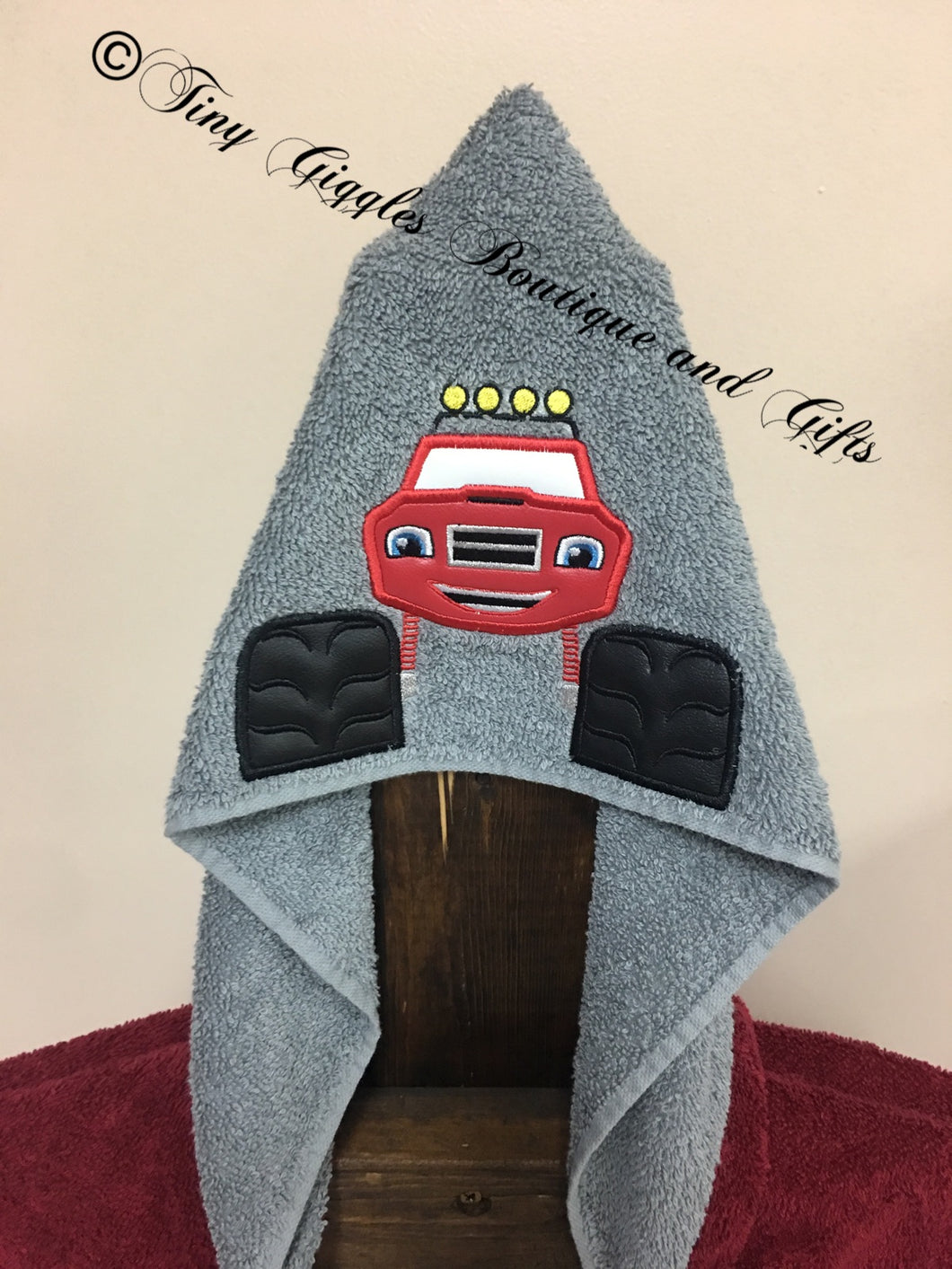 Truck Embroidered Character Hooded Towel